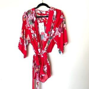 ZARA RED KIMONO DRESS